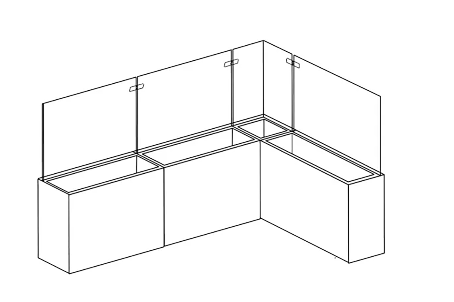 12 Terras windscherm E Technische tekening terras windscherm E